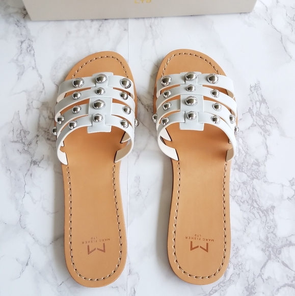 Marc Fisher White Leather Pava Slide Sandals Size 8M - Picture 10 of 16